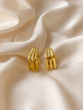 Gold Triple Bar Huggie Earrings