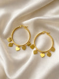 Gold Heart Charm Hoop Earrings