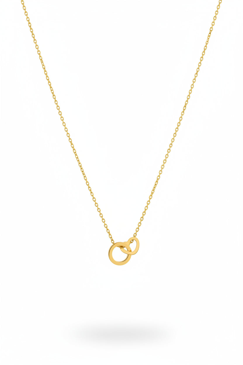 Gold Interlocked Circle & Heart Pendant Necklace