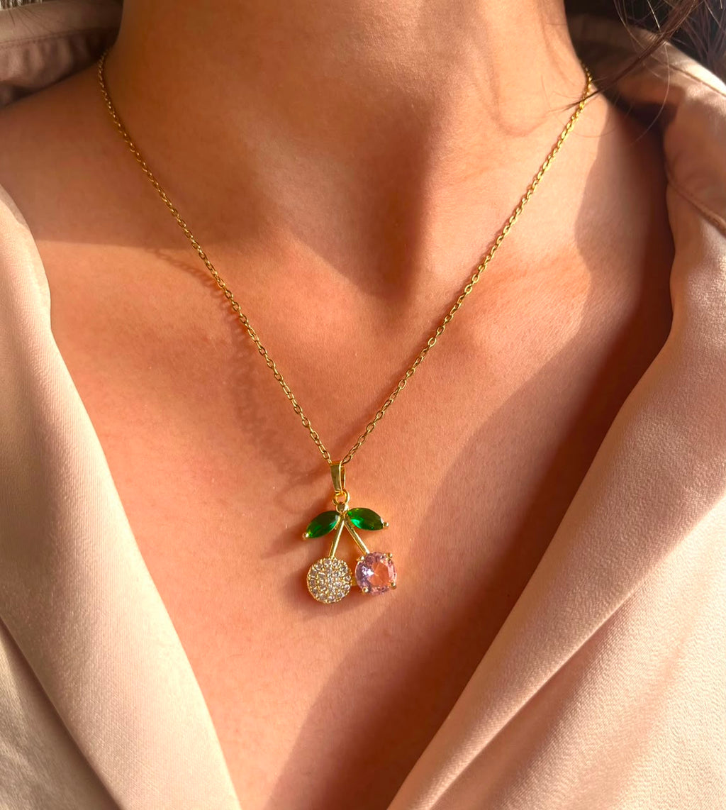 Crystal Cherry Pendant Necklace