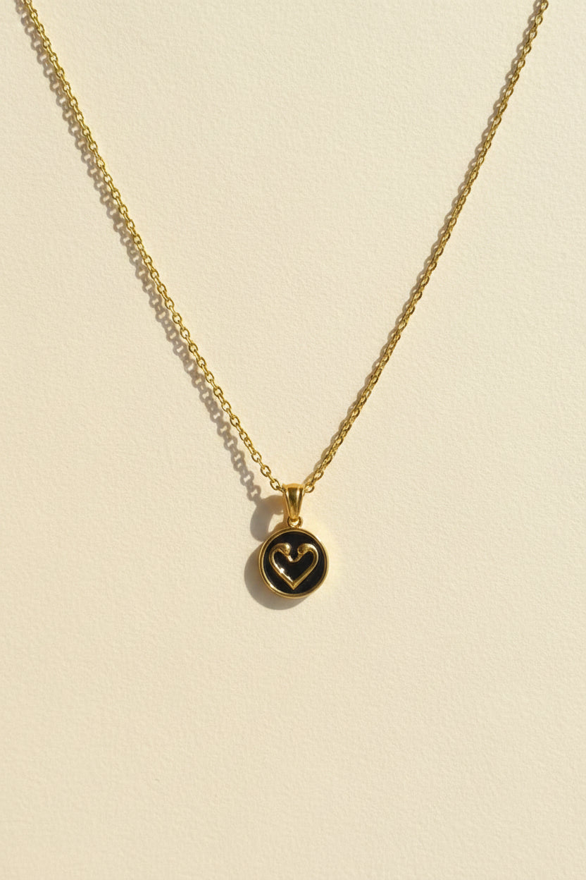 Gold Heart Coin Pendant Necklace