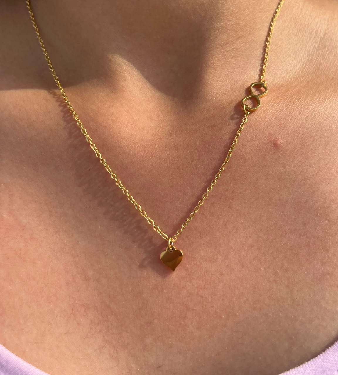 Gold Heart & Infinity Necklace