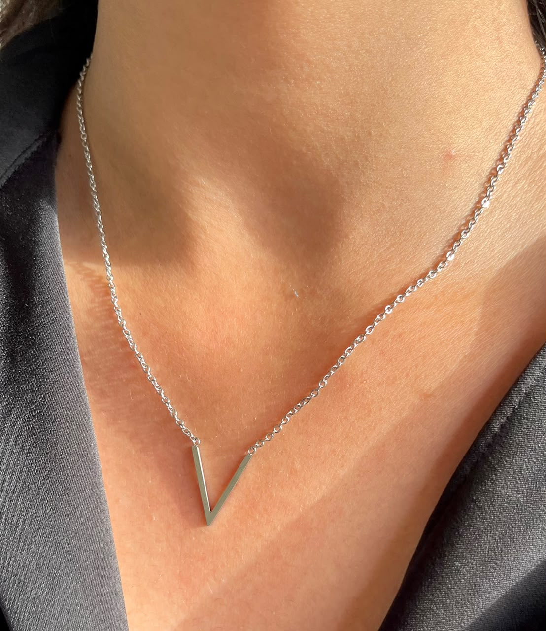Silver V-Bar Necklace