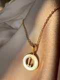 Initial Letter Pendant Necklace – Gold & Mother of Pearl