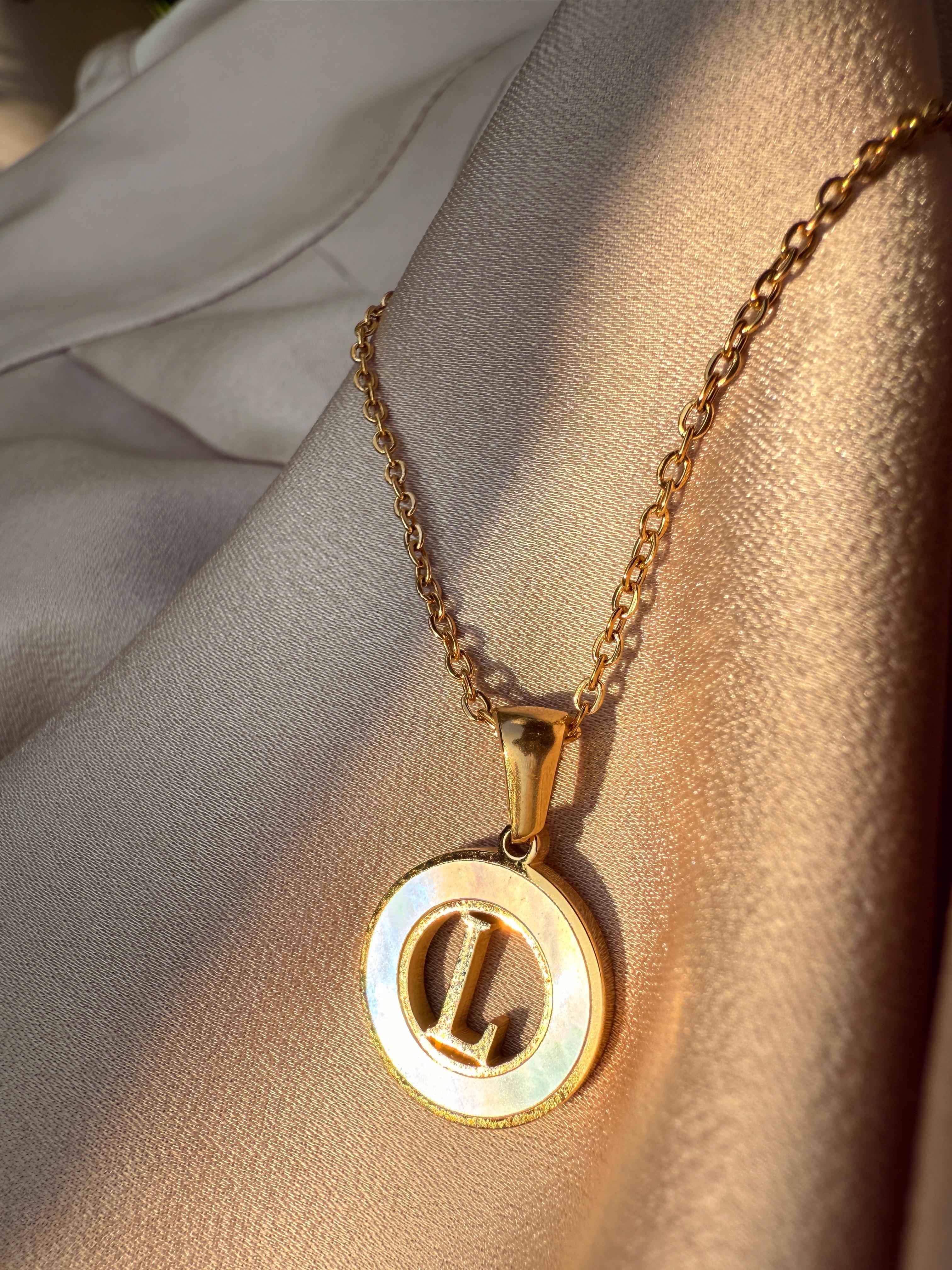 Initial Letter Pendant Necklace – Gold & Mother of Pearl