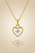 Gold Open Heart Crystal Pendant Necklace