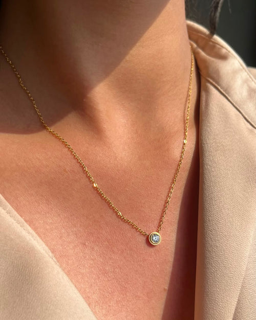 Gold Bezel Solitaire Necklace