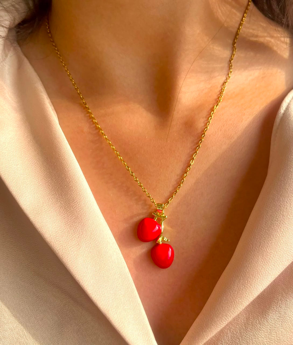 Red Cherry Pendant Necklace