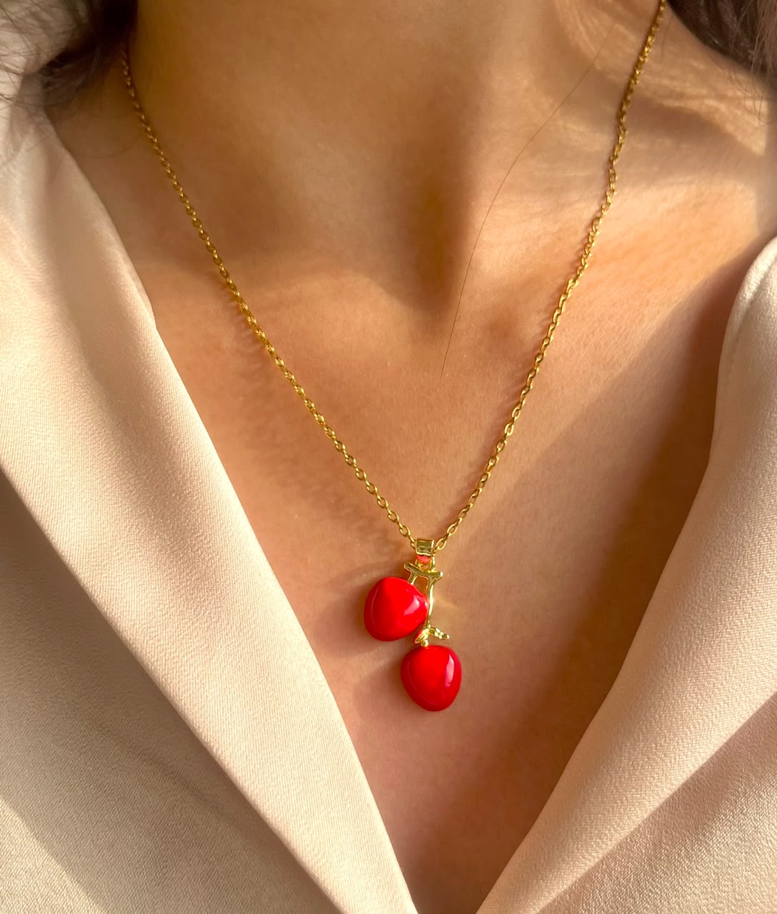 Red Cherry Pendant Necklace