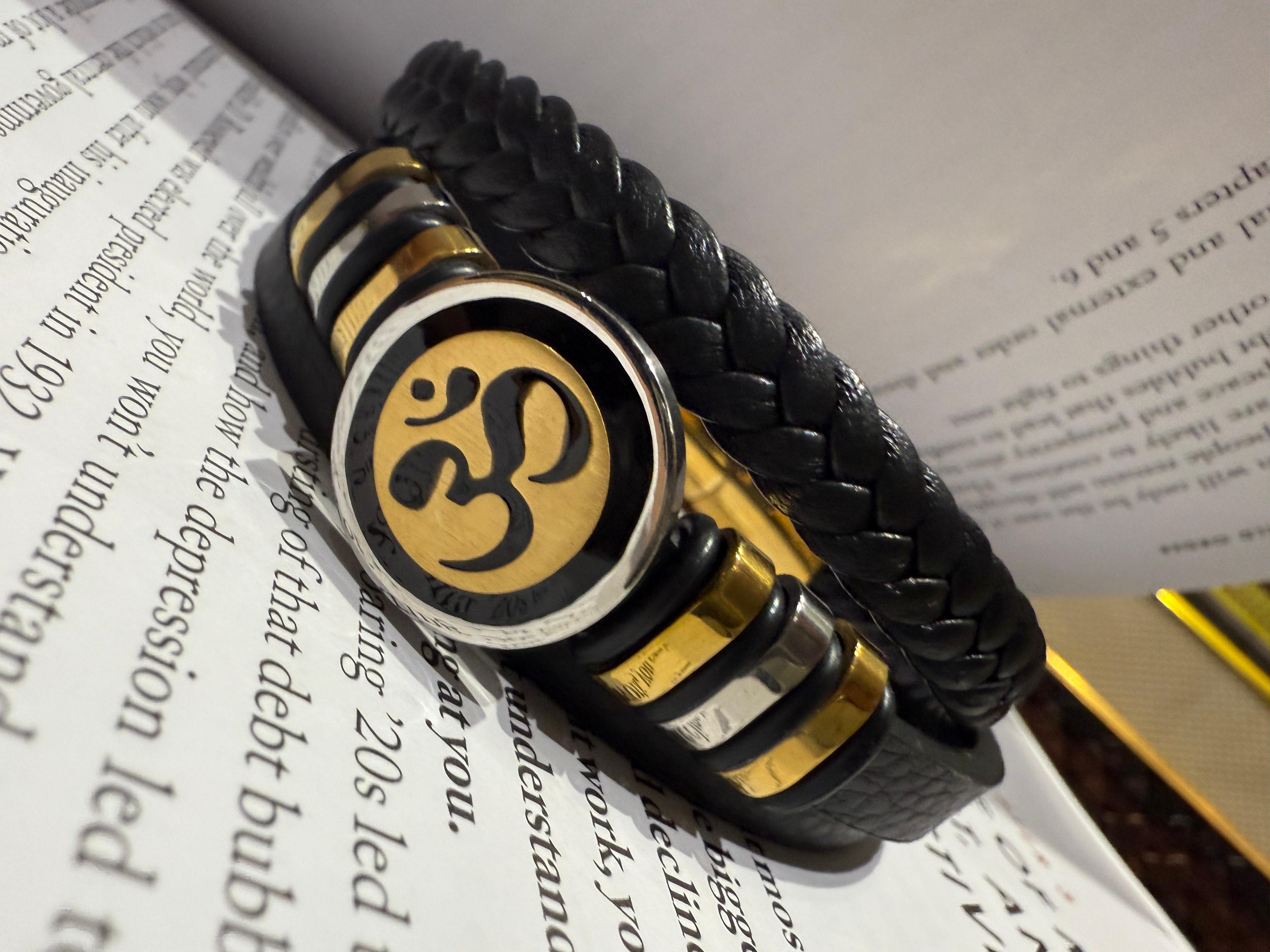 Om Symbol Leather Bracelet
